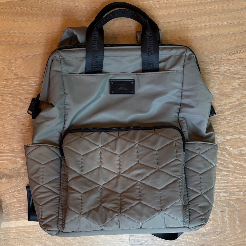Steve Madden Olive Quilted Backpack